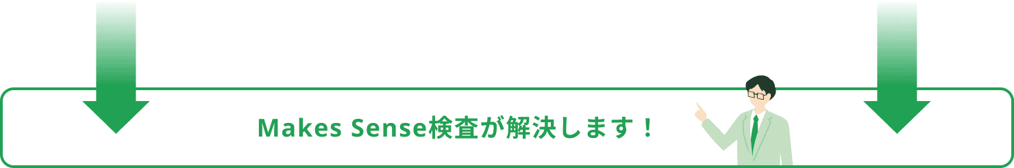 2つの壁と、Makes Sense検査がそれらを解決するイメージ図